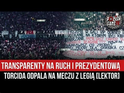 Transparenty na Ruch i prezydentową Torcida odpala na meczu z Legią