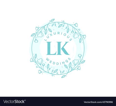 Lk Initials Letter Wedding Monogram Logos Vector Image