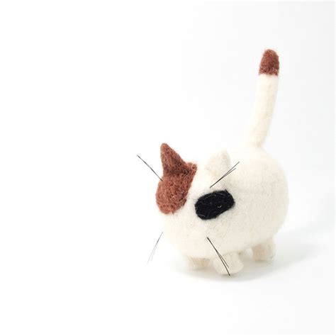 Needle Felted Felting project Animals Cat Kitten White Cute Craft – Feltify