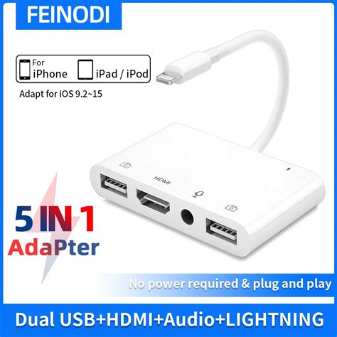 Iluminação Para Hdmi Digtial Av Adaptador Duplo Usb otg Hub Para Iphone