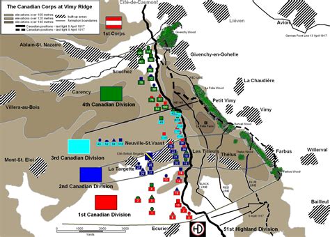 A map of the battle plan for Vimy Ridge.