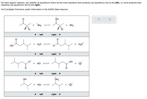 Solved For Each Organic Reaction Say Whether At Equilibrium Chegg