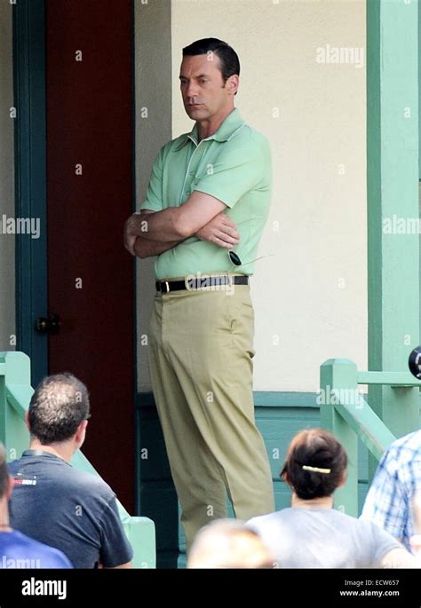 Jon Hamm gets into his 1960's character Don draper as he was spotted on the set of the hit show ...