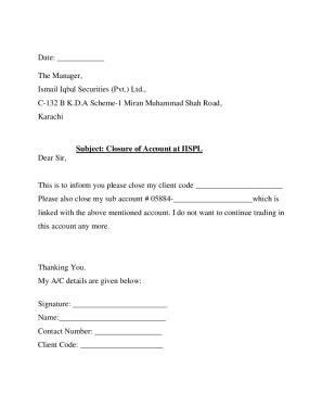 Fillable Online Closure Of Account At Iispl Fax Email Print Pdffiller