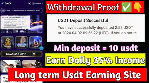 Dmcai Long Term Usdt Earning Site Usdt Mining Site New Trx Earning