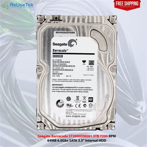 Seagate Barracuda ST3000DM001 3TB 7200 RPM 64MB 6 0Gbs SATA 3 5