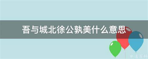 吾与城北徐公孰美什么意思 业百科