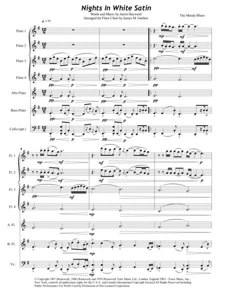 Nights In White Satin Arr James M Guthrie ASCAP Sheet Music The