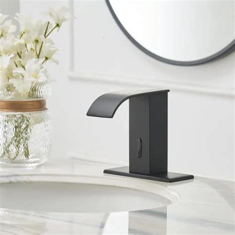 Modern Touchless Bathroom Faucet Matte Black Finish Minimalistic Hands