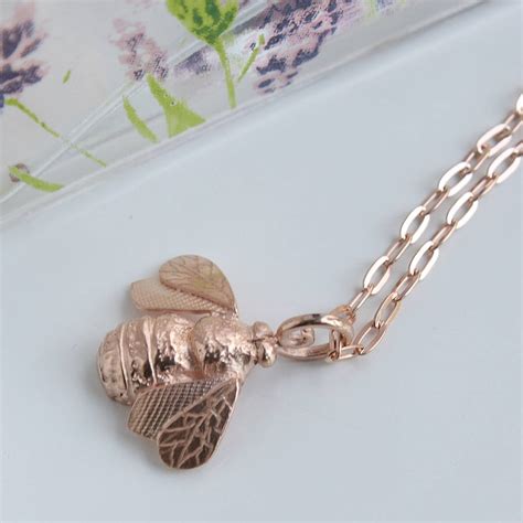 Handmade Rose Gold Vermeil Bee Necklace By Caroline Brook