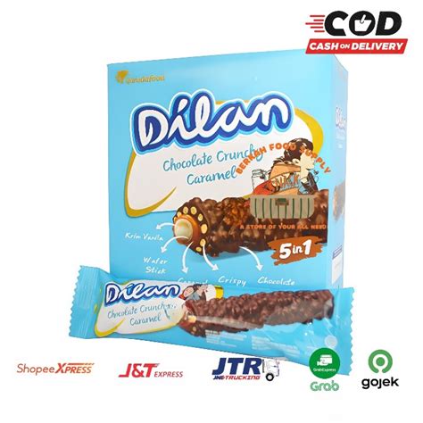 Jual BERKAH Dilan Chocolate Crunchy Caramel Wafer Stick Krim Vanila