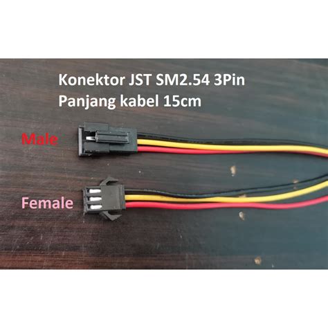 Jual 15cm Konektor JST SM 3P SM 3P 3Pin Soket Hitam Baterai Lampu LED