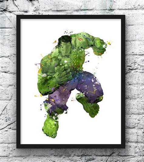 Hulk Aquarell Kunstdruck Avengers Filmposter Superheld Etsy