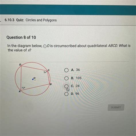 In The Diagram Below Ois Circumscribed About Quadrilateral ABCD What