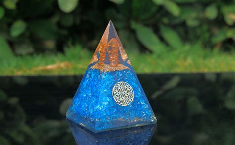 Amazon Aquamarine Stone Orgonite Pyramid Positive Energy