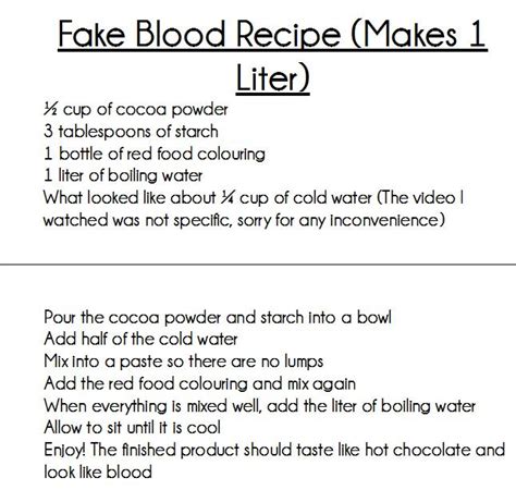 Fake Blood Recipe by UnresistantRunning on DeviantArt