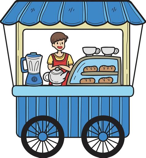 Hand Drawn Bakery Street Food Cart Illustration 16837741 Vector Art At