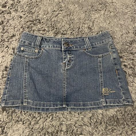 y2k micro mini denim skirt by the brand basic denim... - Depop