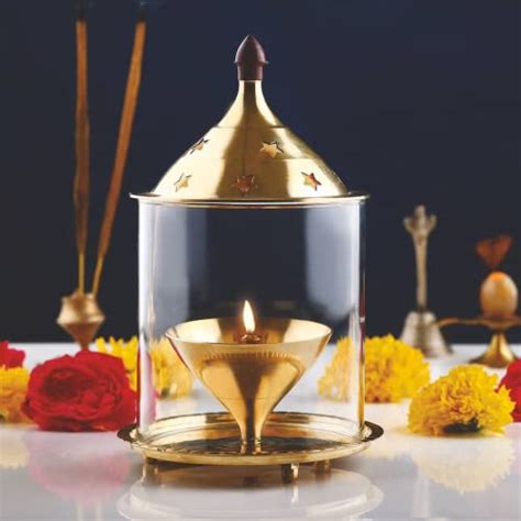 Buy True Decor 6 Inches Akhand Diya For Puja Big Size Brass Akhand