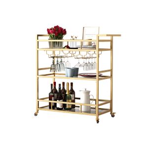 Amazon LORMITER Gold Bar Carts With 3 Tier Glass Shelves Rolling