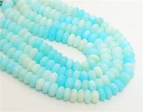 Natural Sky Blue Shaded Opal Smooth Rondelle Shape Beads 16 Etsy