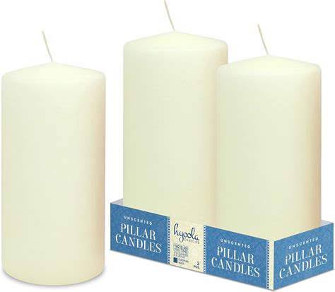 Hyoola Ivory Pillar Candles 4x8 Inch Unscented Pillar Candles 2 Pack European