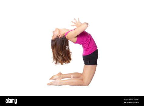 Woman Doing Backbend In Yoga Clipping Path Included Stock Photo Alamy