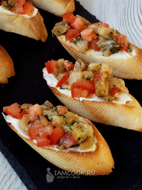 Брускетта с баклажанами и помидорами — рецепт с фото пошагово