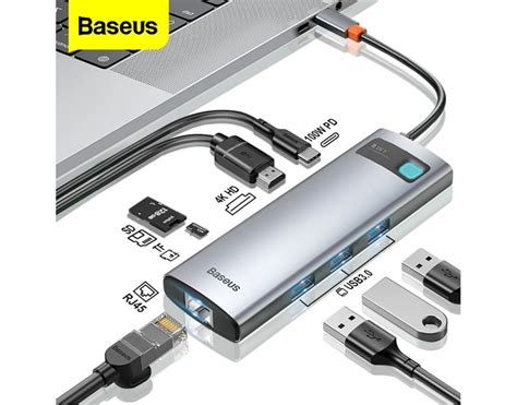 Baseus Metal Gleam Series 8 In 1 Multifunctional Type C Hub Docking Station