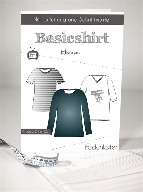 Amazon de Schnittmuster Fadenkäfer Basic Shirt Herren Gr 2XS bis 4XL