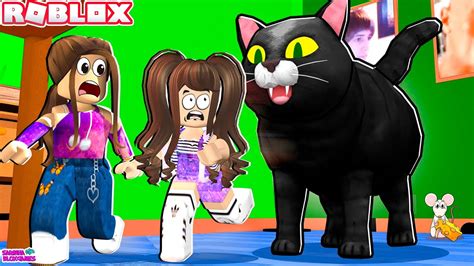 Um Gato Gigante Quer Nos Pegar Escape The Cat Game Obby Roblox Youtube