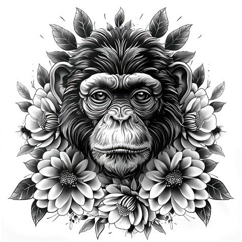 Monkey tattoo flash illustration illustrated | Free Photo Illustration ...