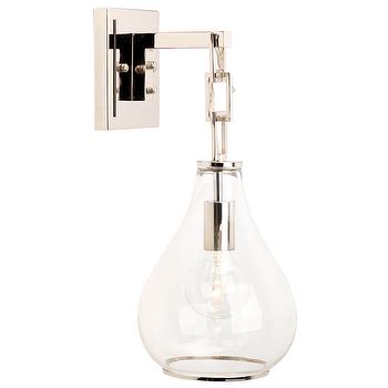 Sabine Glass Teardrop Brass Wall Sconce