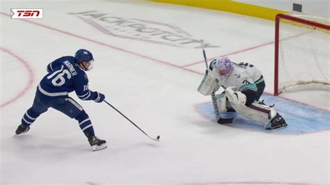 Sea Tor Marner Scores Goal Against Philipp Grubauer Toronto Maple Leafs