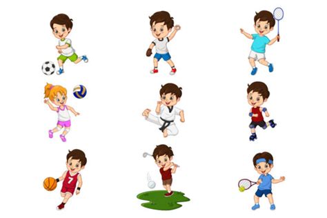 Cartoon Kids Playing Sports Collection Graphic by mimosa-studio ...