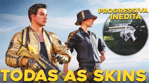 NOVA PROGRESSIVA INEDITA NO PUBG PASSE CONFIRMADO E TODAS AS SKINS DA