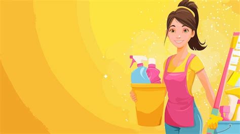 Pretty Woman Holding Bucket With Cleaning Supplies Premium Ai