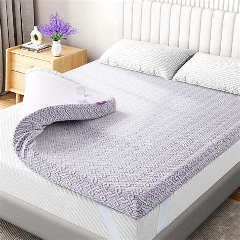 BedStory 3 Inch Memory Foam Mattress Topper Queen Size Lavender