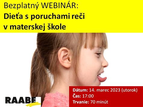 webinár DIEŤA S PORUCHAMI REČI V MATERSKEJ ŠKOLE Školský portál