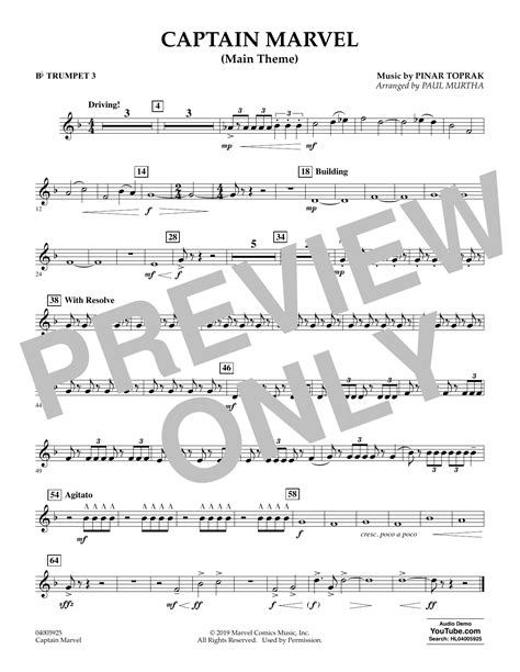 Captain Marvel Main Theme Arr Paul Murtha Bb Trumpet By Pinar