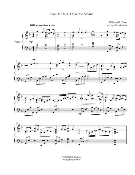 Pass Me Not O Gentle Savior Arr Rick Barham By William H Doan Sheet Music For Piano Solo At