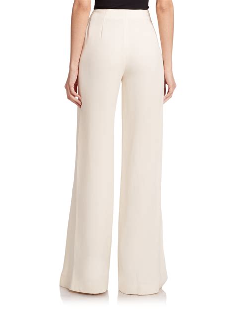 Lyst Ralph Lauren Wide Leg Wool Pants In Natural