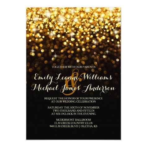 Gold Black Hollywood Glitz Glam Wedding Invitation