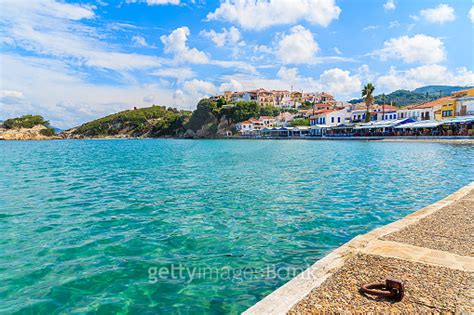 Coastal Promenade In Kokkari Village On Coast Of Samos Island Greece