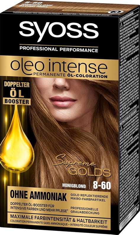 Syoss Oleo Intense Permanent Oil Colouration 8 60 Honey Blonde Level 3