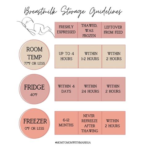 Breast Milk Storage Guidelines Printable Etsy