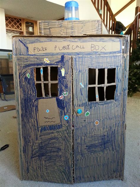 My 5 Year Old Turned A Cardboard Box Into A Tardis Playhouse Doctorwho