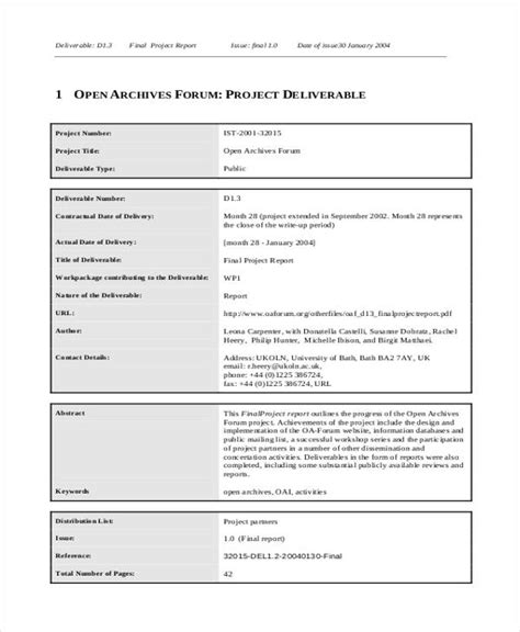 final report template