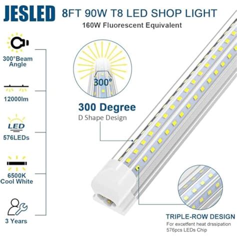 Jesled Pack Ft Led Shop Light Fixture W Lm K Super