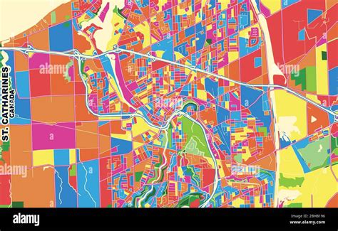 Colorful Vector Map Of St Catharines Ontario Canada Art Map